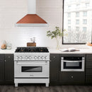ZLINE 36-Inch Convertible Fingerprint Resistant Satin Stainless Steel Range Hood with Copper Shell and Stainless Steel Handle (KB4SNX-C-36)