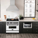 ZLINE Legacy Series Autograph Edition 36-inch Dual Fuel Range with Gas Stove and 4.6 Cu. Ft. Electric Oven in Fingerprint Resistant Satin Stainless Steel with White Matte Door and Matte Black Accents (RASZ-WM-36-MB)
