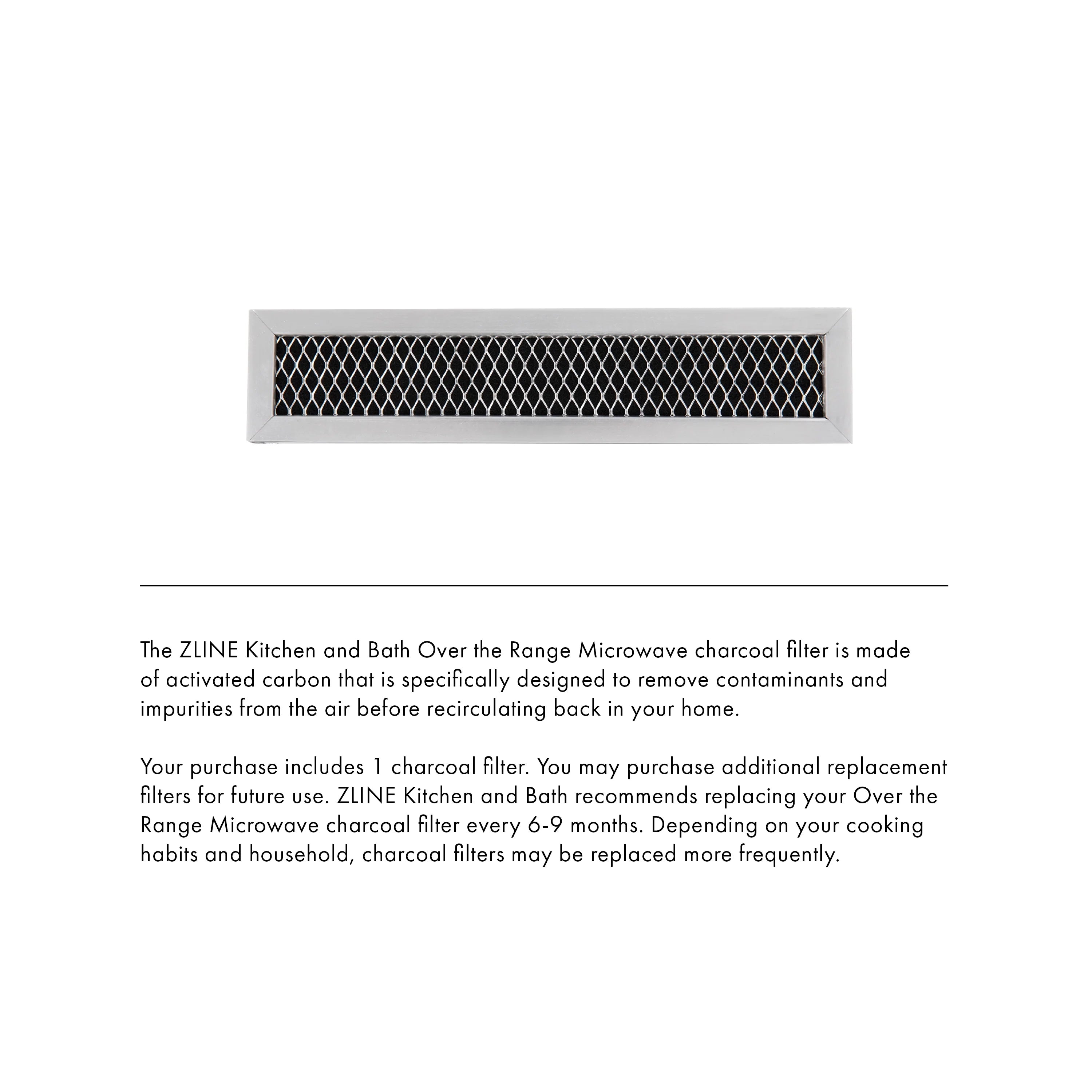 Rectangular charcoal microwave filter with black diamond mesh and gray frame.
