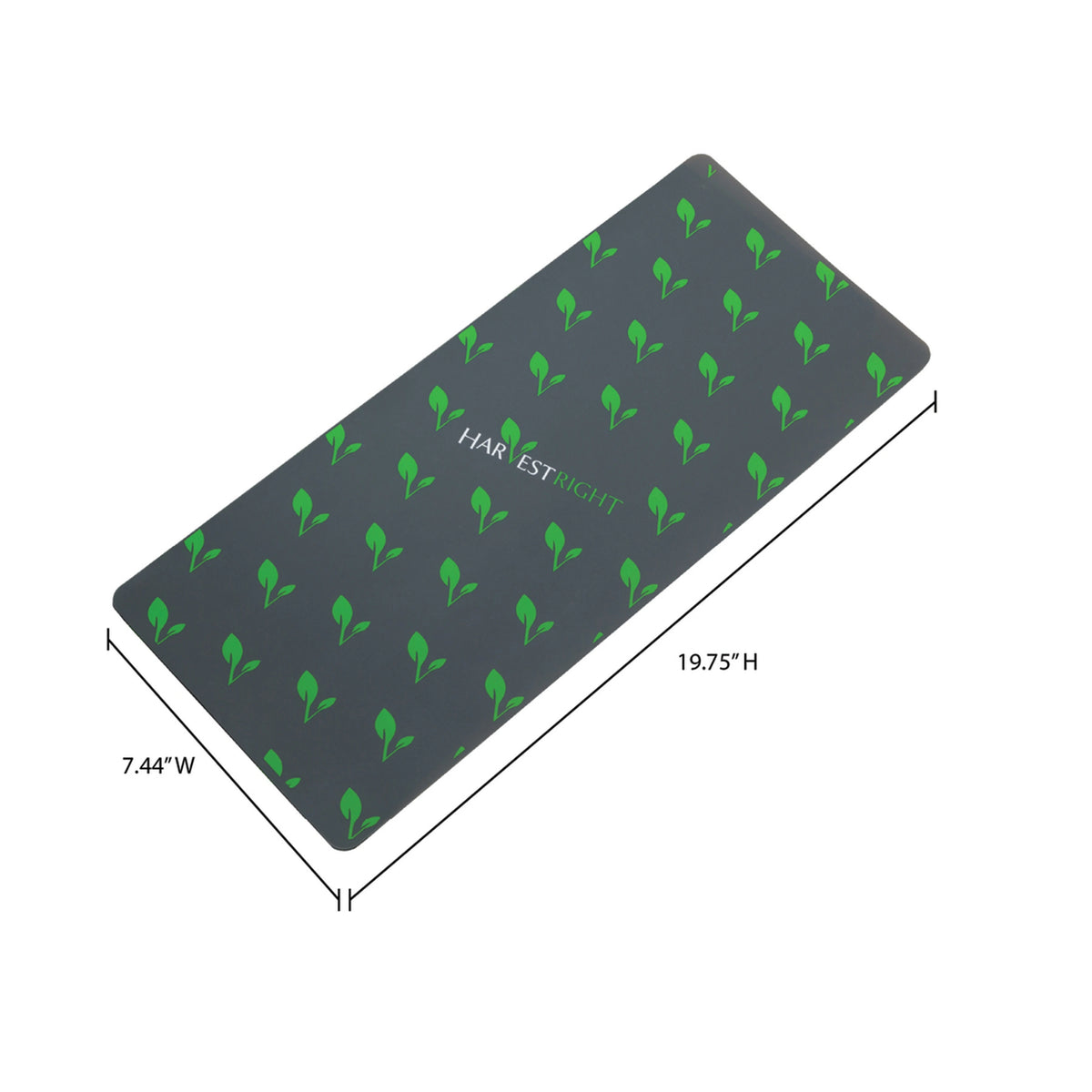 Large silicone mat, dark gray with green leaf pattern (19.75 in x 7.44 in)