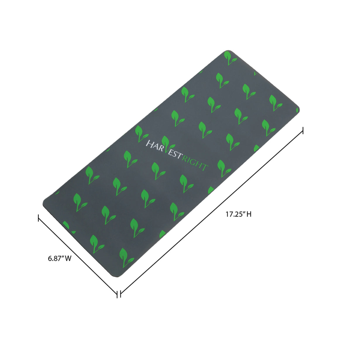 Dark silicone mat, green leaf pattern; 17.25 in H and 6.87 in W