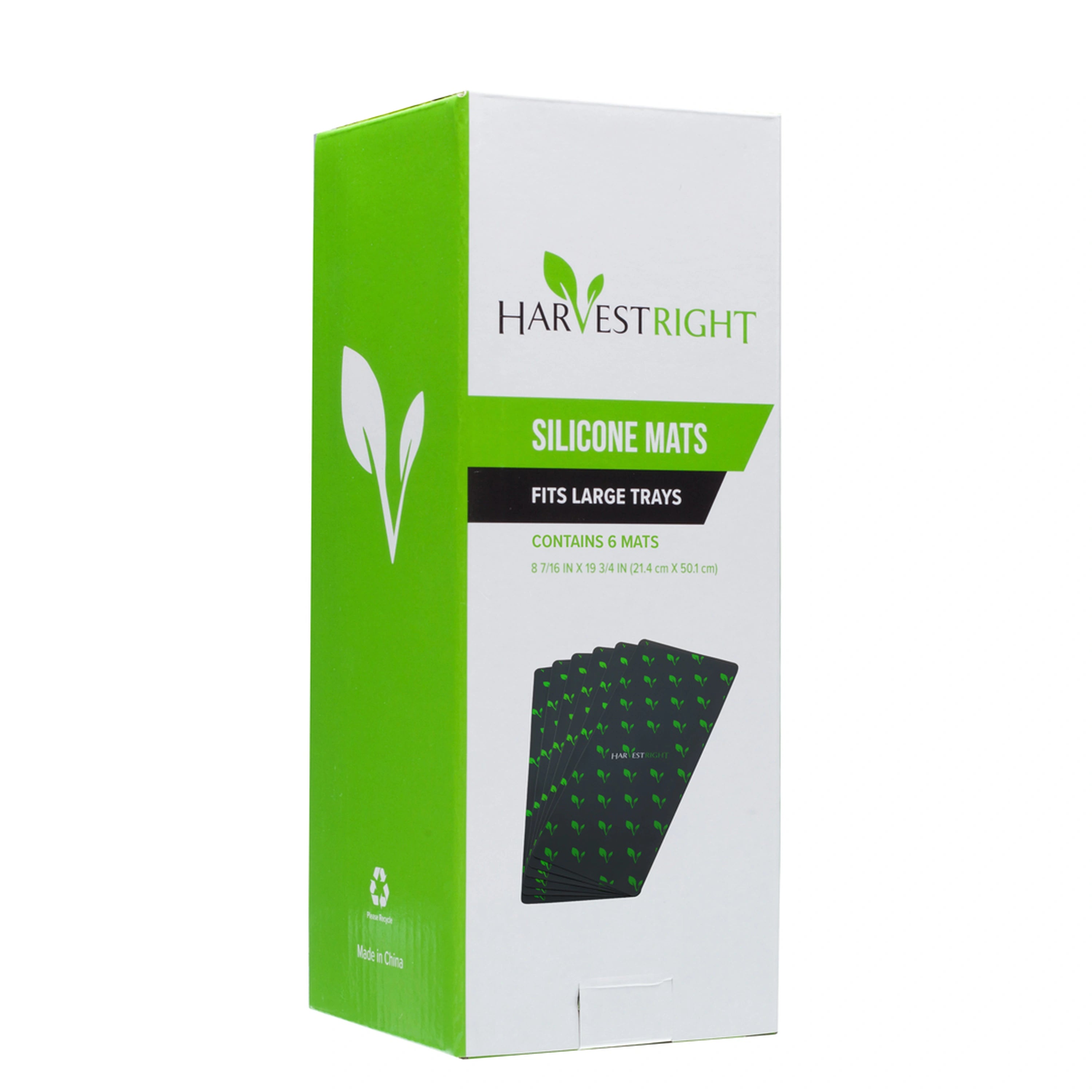 Harvest Right silicone mats retail box, green and white packaging