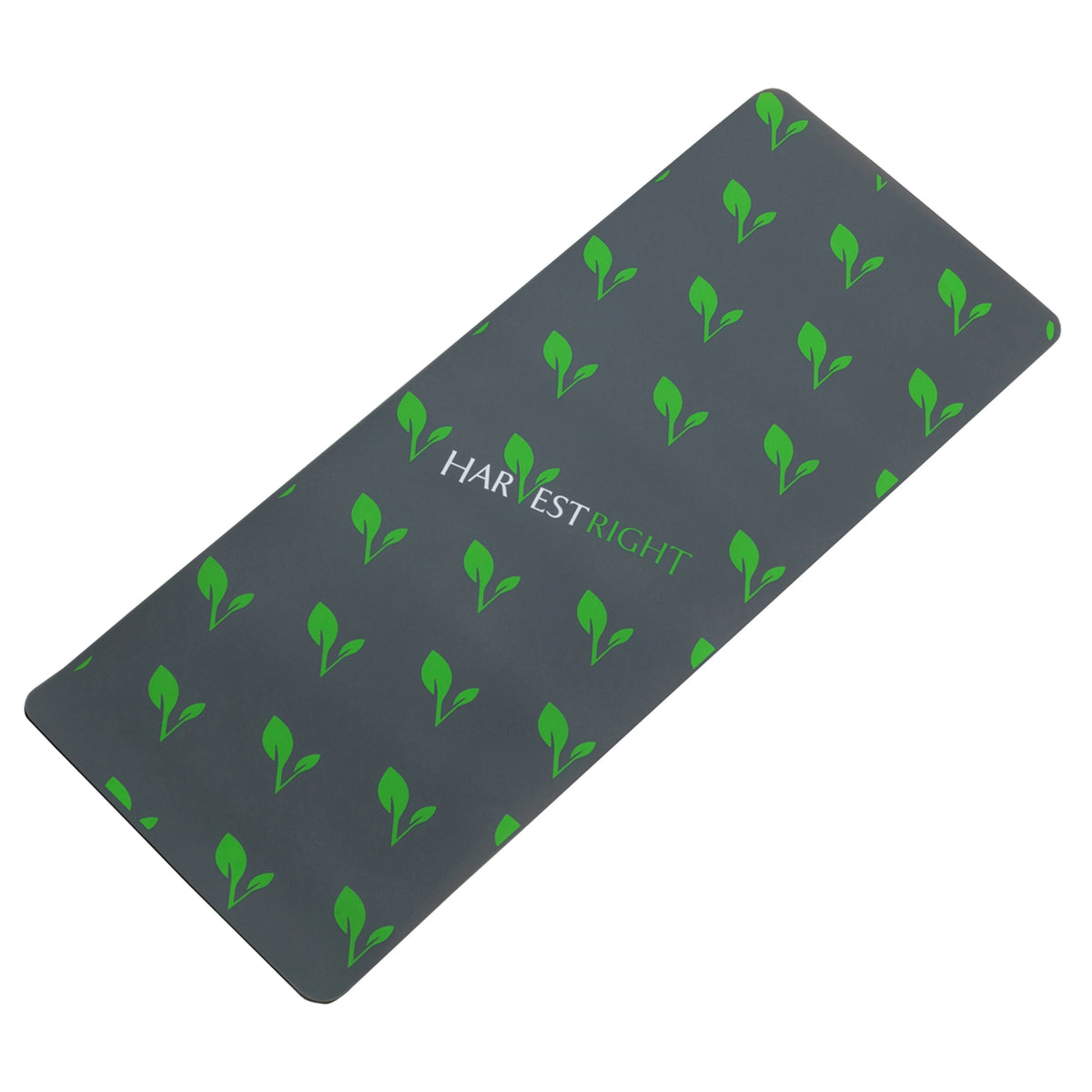 Dark silicone mat with green leaf pattern and Harvest Right logo