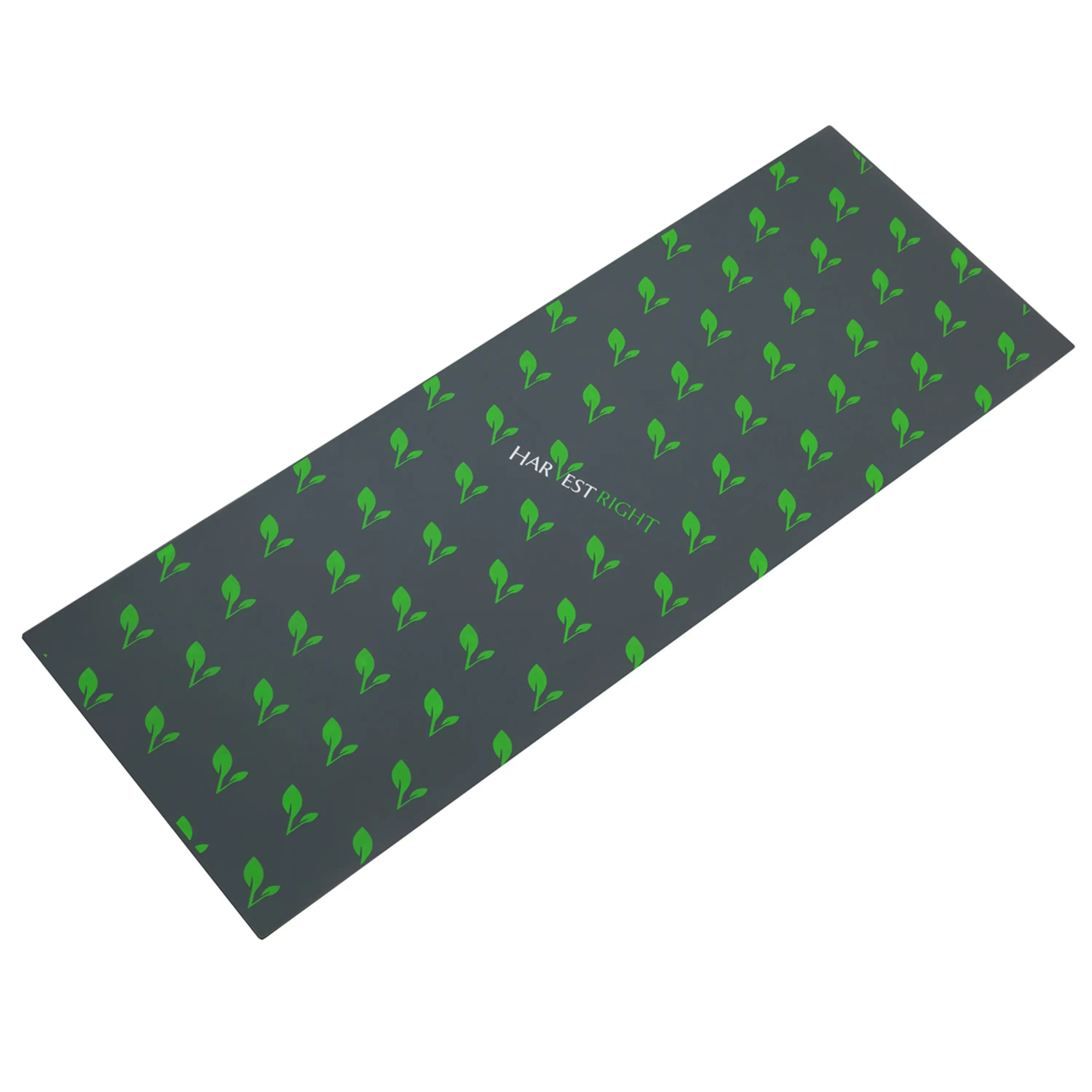 Dark gray silicone mat with repeating green leaf pattern, single flat sheet