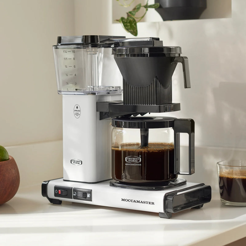 Moccamaster KBGV Select Glass Carafe 10-Cup Coffee Maker in Matte White with Volume Selector Switch, Automatic Drip-Stop & Auto-off 100 minutes, 40 Ounce, 1.25L (53950)