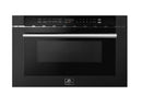 Forno 5-Piece Appliance Package - 30-Inch Gas Range, Under Cabinet Range Hood,  French Door Refrigerator, Dishwasher, and  Microwave Drawer in Black with Stainless Steel Trim