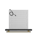 Forno 5-Piece Appliance Package - 36-Inch Dual Fuel Range, Wall Mount Range Hood, 60-Inch Convertible Refrigerator with Modern Grille Trim, Dishwasher, and 30-Inch Microwave Drawer in Black with Antique Brass Handle