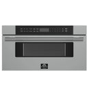 Forno 5-Piece Appliance Package - 36-Inch Dual Fuel Range, Wall Mount Range Hood, 36-Inch Refrigerator, Dishwasher, and 30-Inch Microwave Drawer in Stainless Steel
