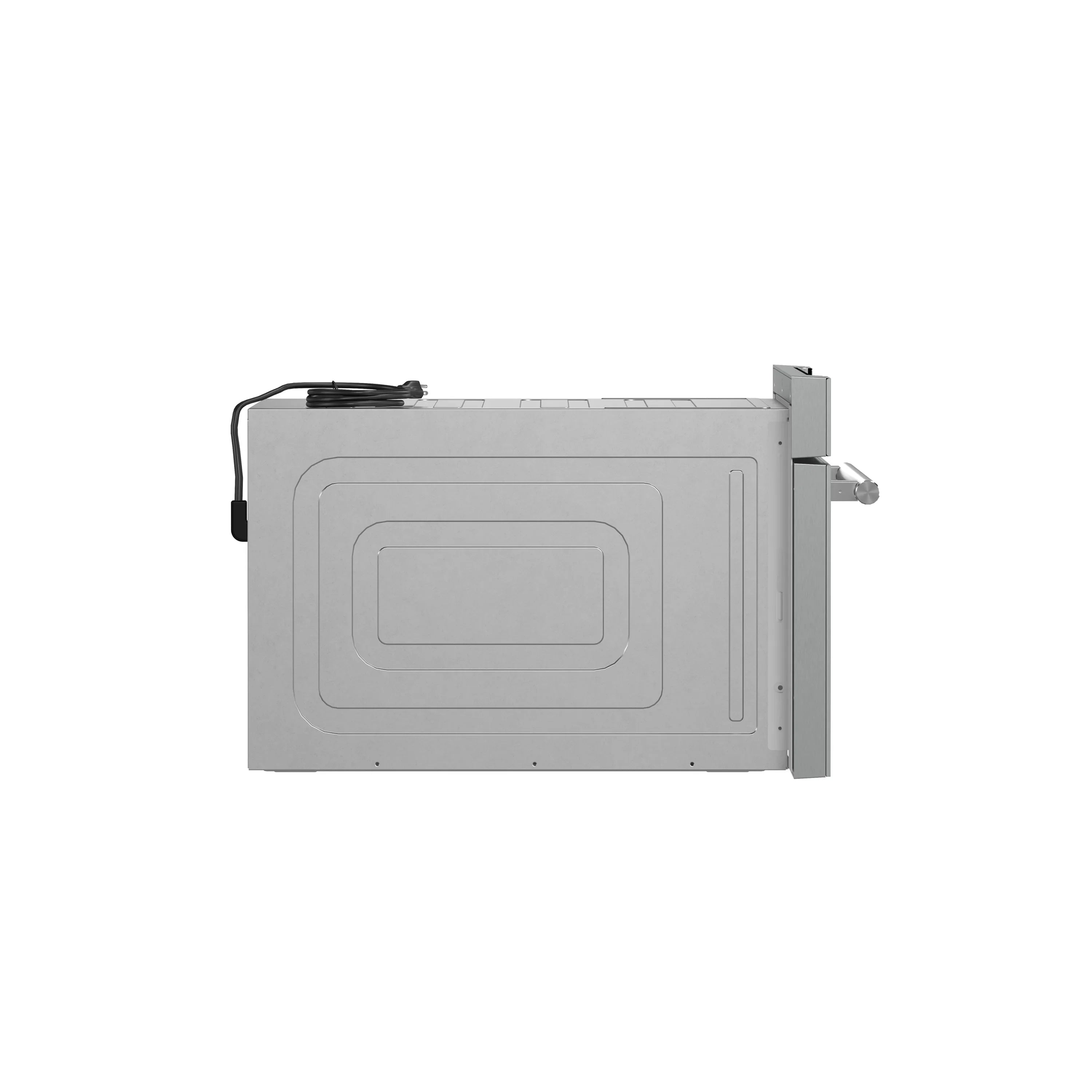 Microwave drawer rear view in stainless steel with side access panel