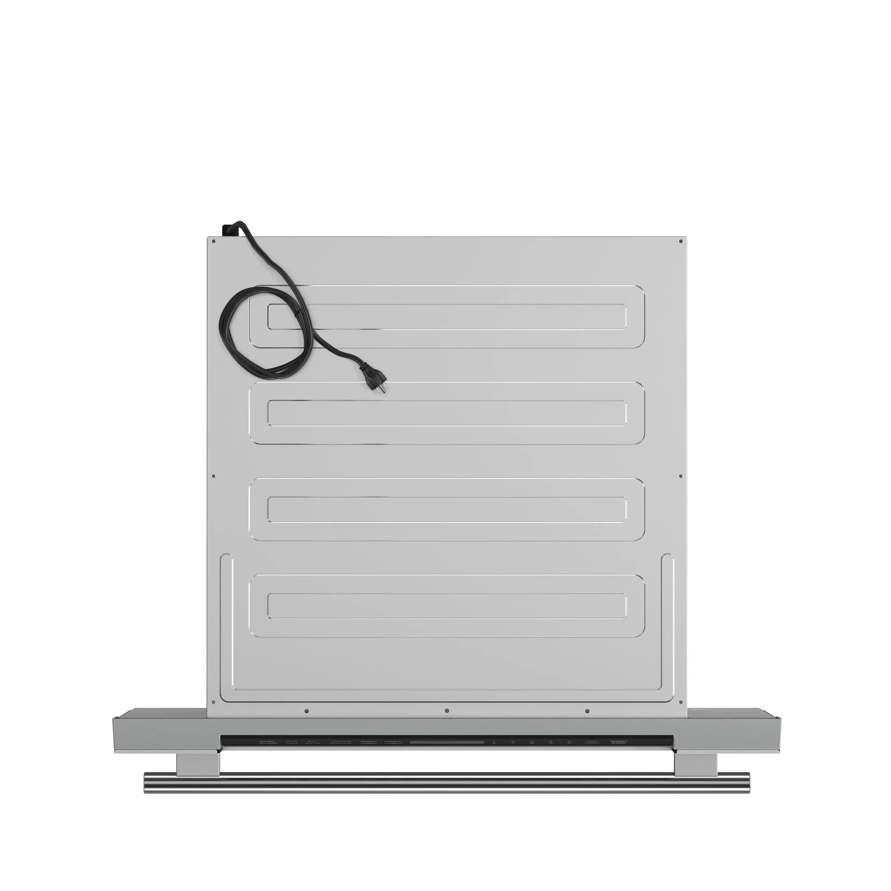 Stainless microwave drawer cabinet with rear access panel and power cord