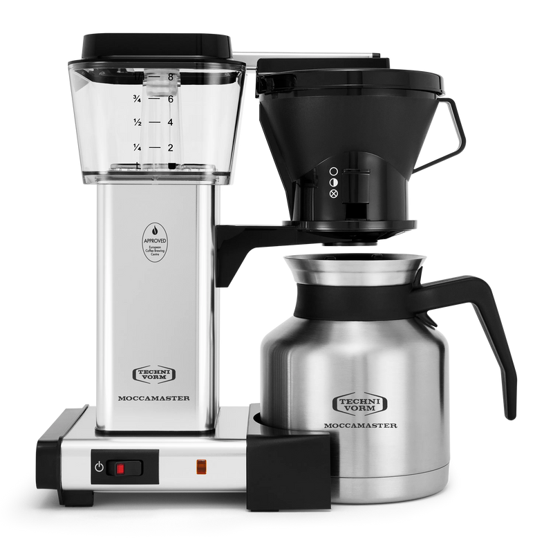 Moccamaster KBTS Thermal Carafe 8-Cup Coffee Maker in Polished Silver with Manual Adjust Drip-Stop, 32 Ounce, 1L (79212)