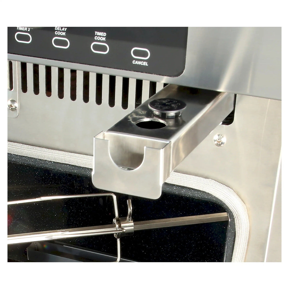 Stainless steel range with burner head and removable drip tray