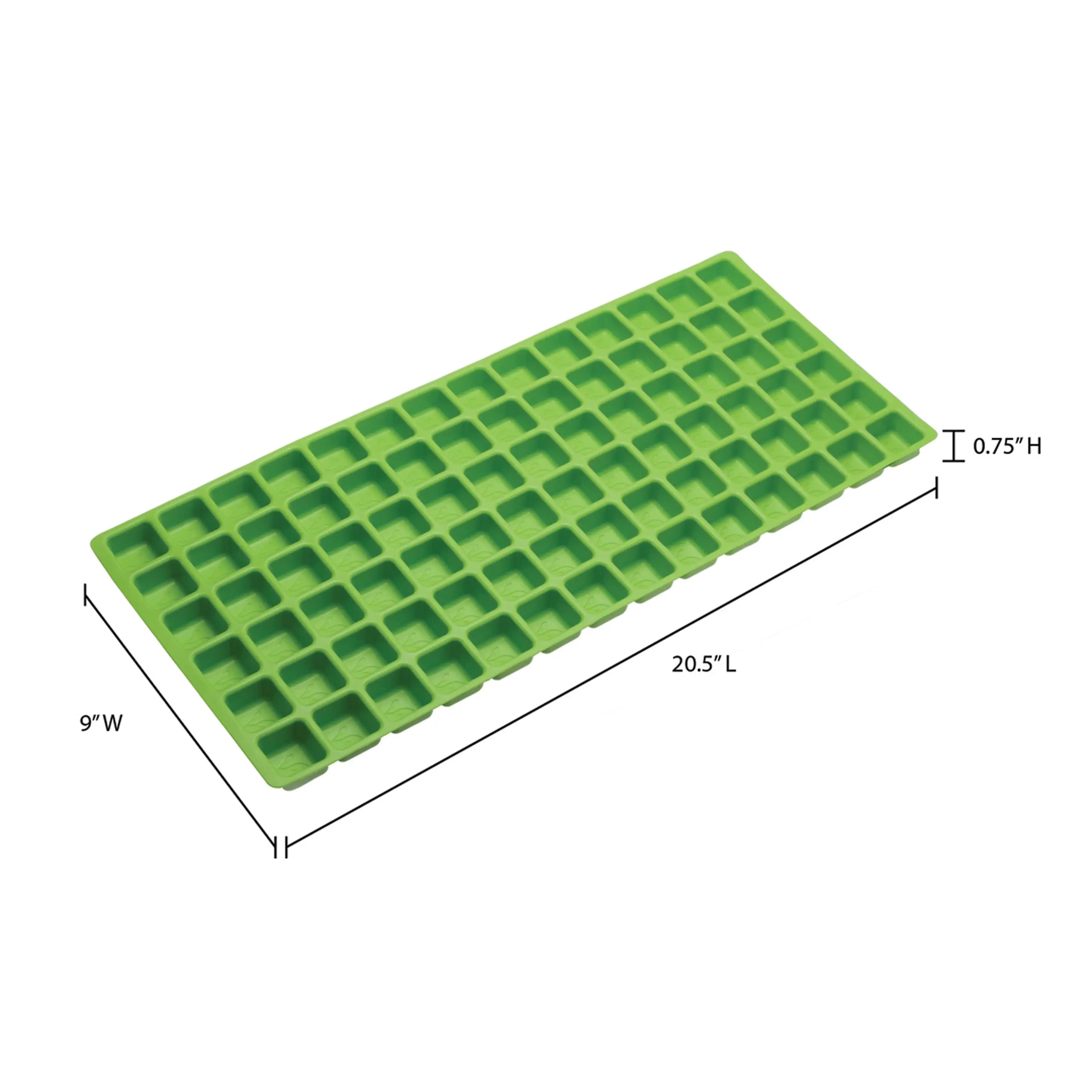 Lime green silicone mold tray with square-grid cavities