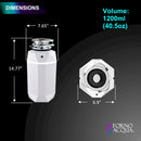 Forno Acqua BrightDiamond Moonstone 1HP Super Quiet Garbage Disposal Corded with Motion Sensor Cabinet Light & Pre-Wired Air Switch (WDD100TA2MS)