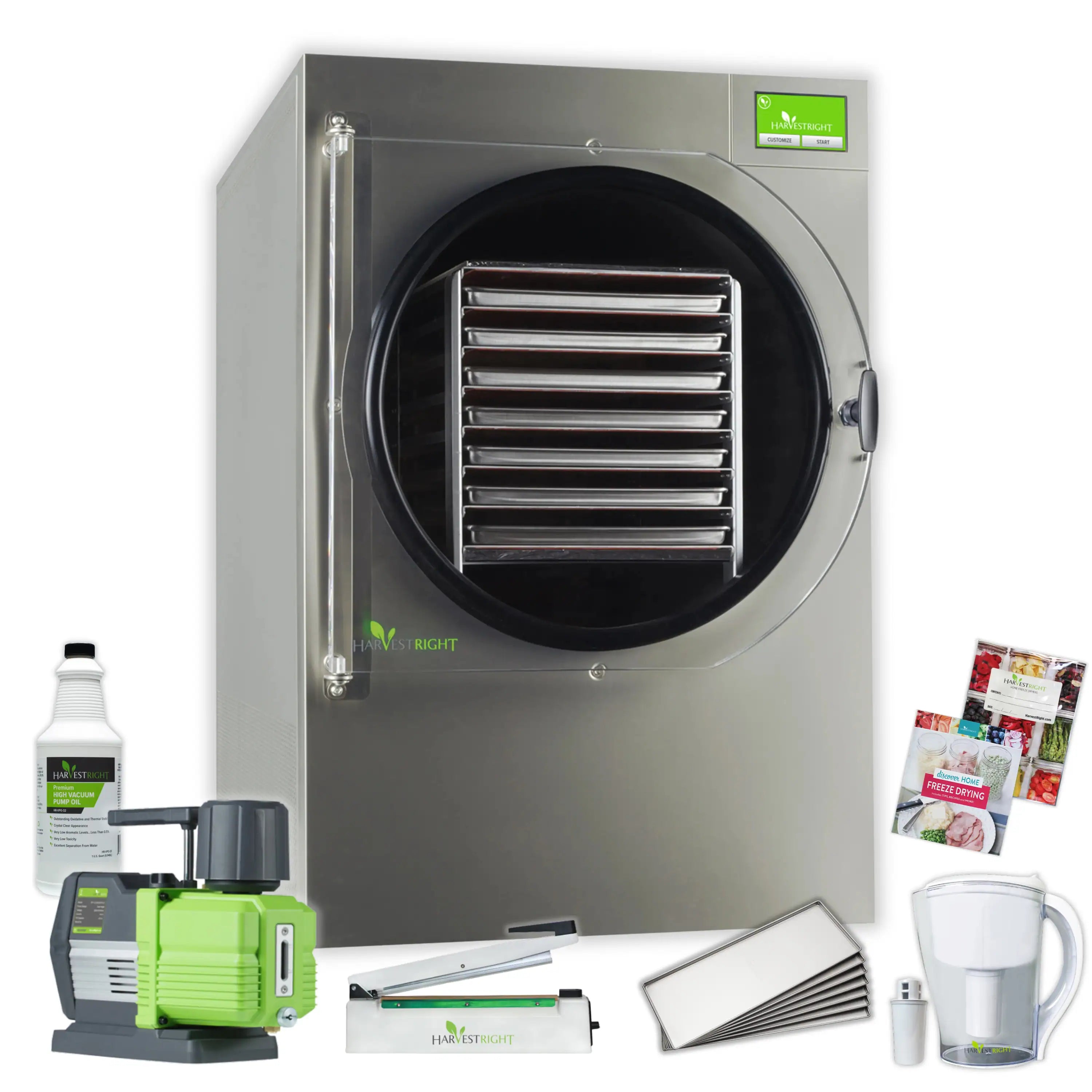 Harvest Right X-Large freeze dryer with Premier Industrial Pump and starter accessories