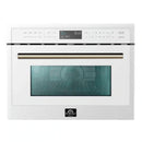 Forno Oliena Espresso 24-Inch 1.6 Cu.ft Microwave Oven in White with Antique Brass Trim (FMWDR3093-24WHT)