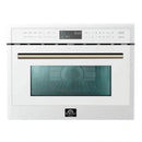 Forno 4-Piece Appliance Package - 36-Inch Galiano Gas Range, 60-Inch Refrigerator, Dishwasher, & 24-Inch Microwave Oven in White with Antique Brass Handle