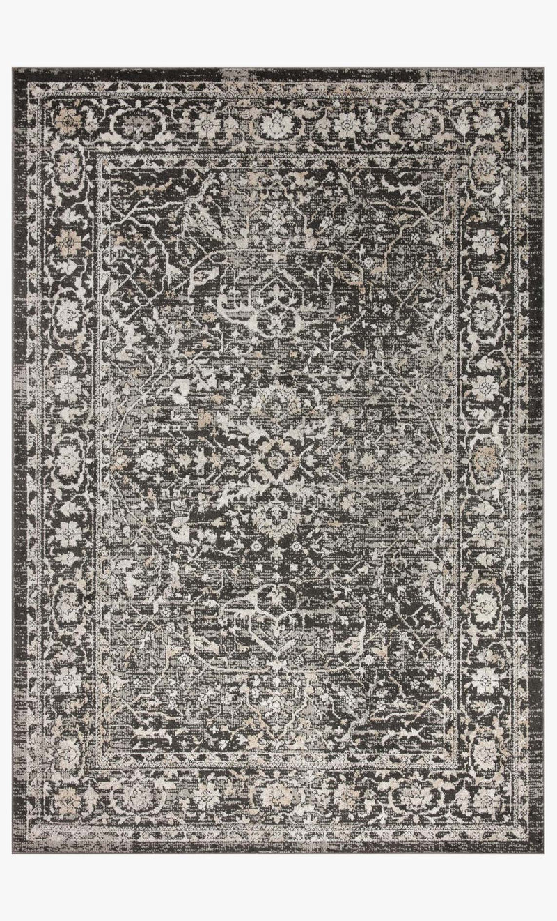 Loloi Odette Traditional in Charcoal and Silver 7'10" x 7'10" Round Area Rug (ODT-01)