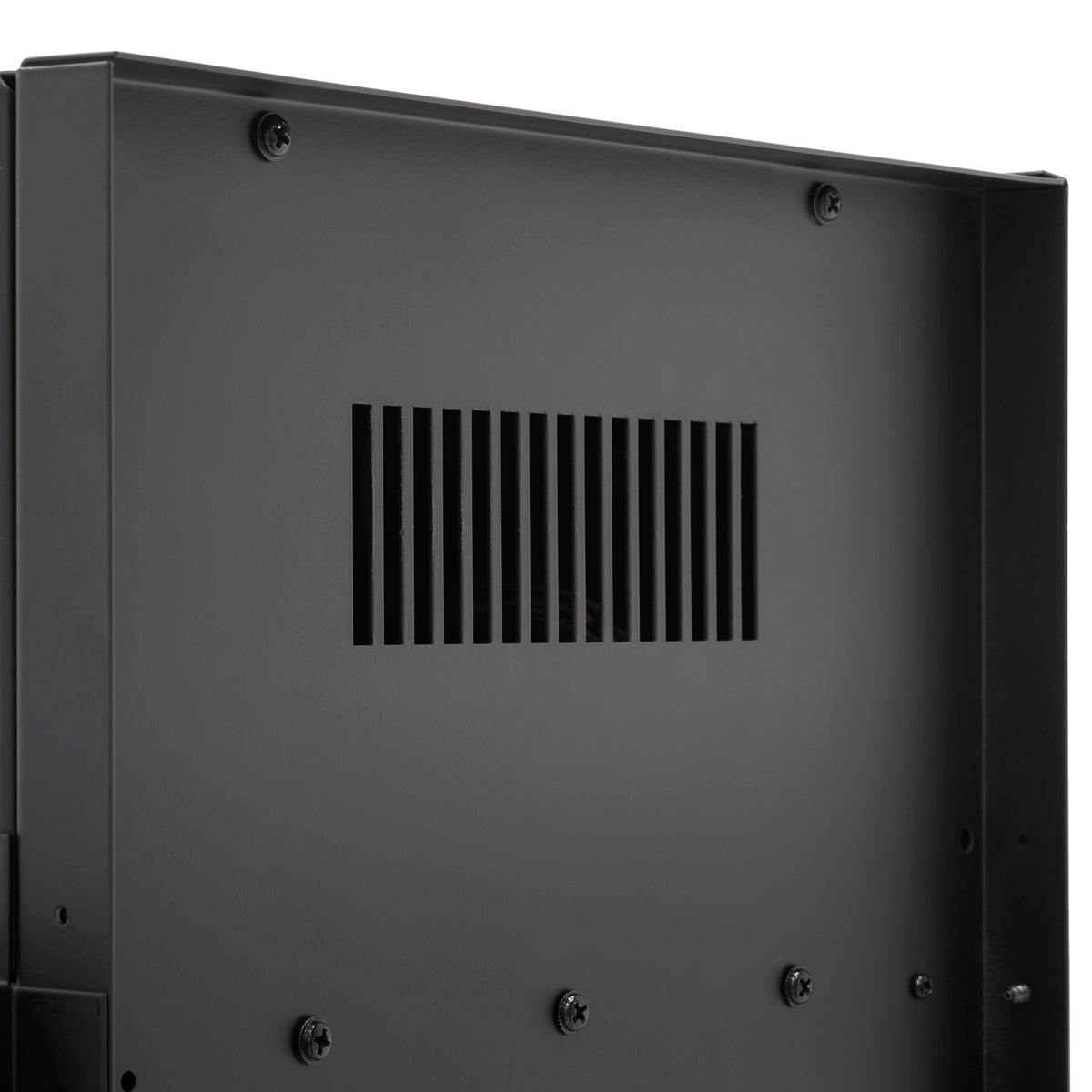 Linear water vapor fireplace rear vent grille with rectangular slotted vents