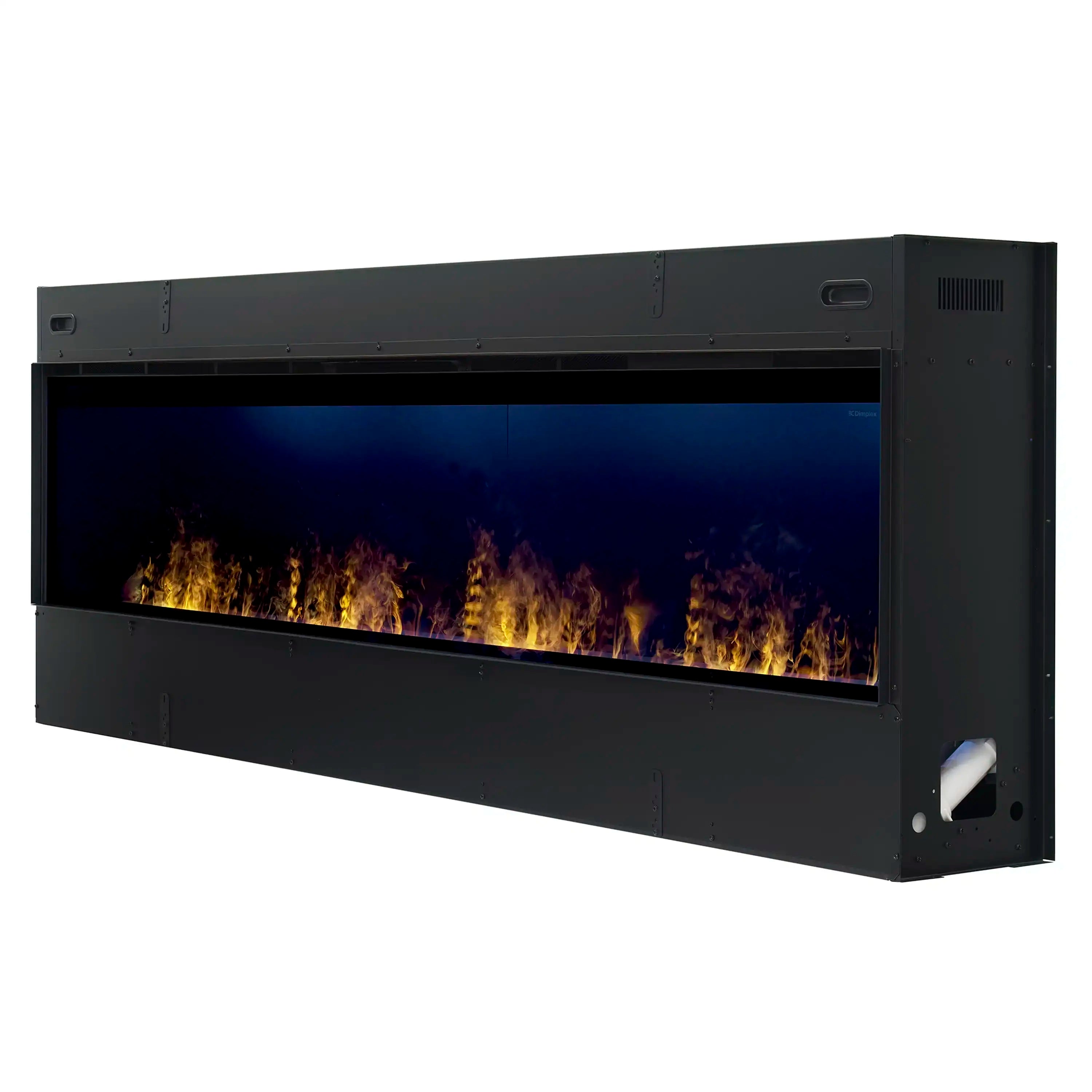 Dimplex Optimyst linear water vapor fireplace with dark firebox and flame effect