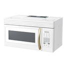 Forno Scalo 30-Inch Over the Range Microwave in White with Antique Brass Handle – 1.6 cu.ft, 300 CFM Vent, Touch Control, LED Light (FOTR3007-30WHT)