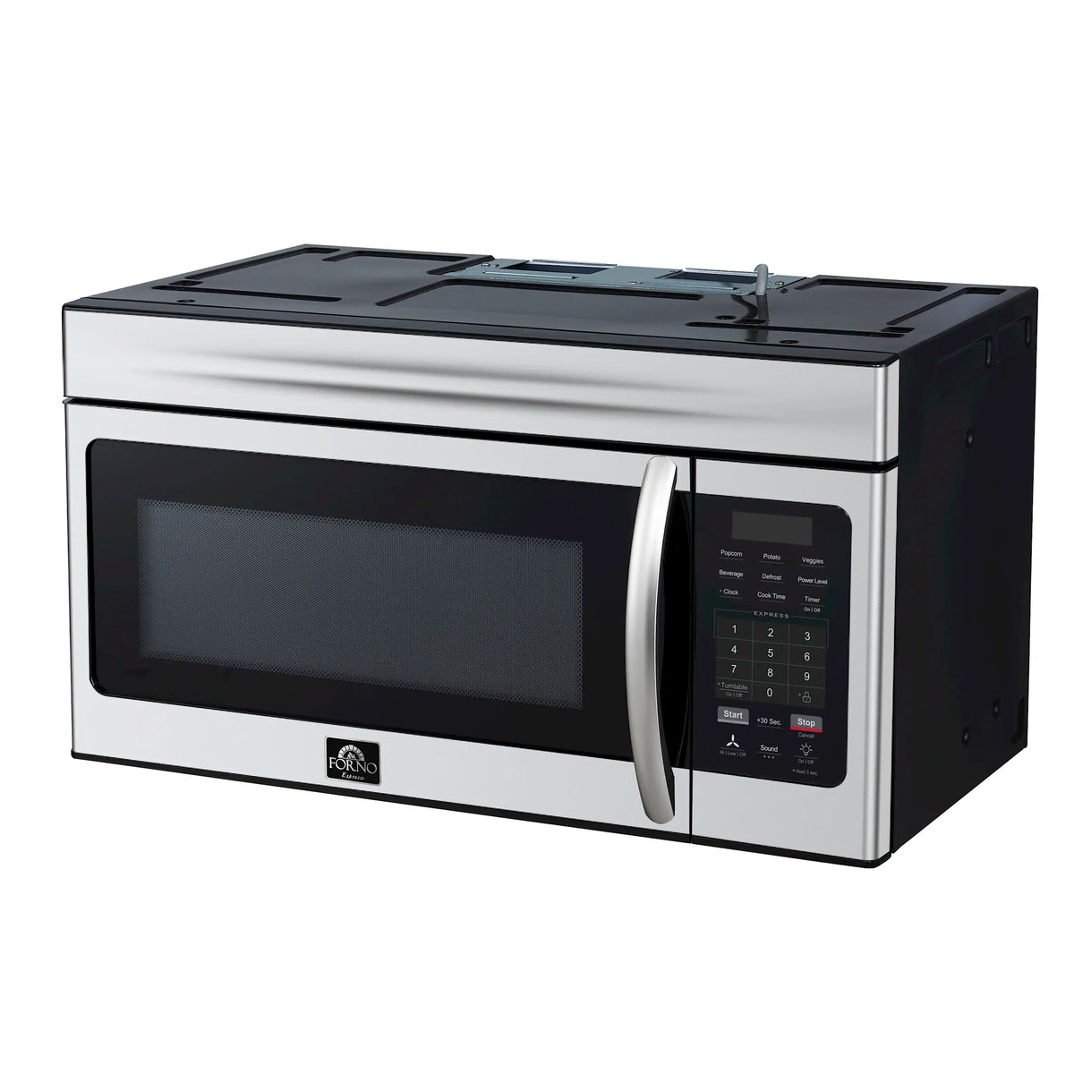 Over-the-range microwave with stainless steel finish and touch control panel