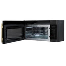 Forno Fornace 30-Inch Over-the-Range Convection Microwave in Black with Antique Brass Handle – 1.5 cu.ft, 300 CFM Vent, Touch Control, LED Light (FOTR3038-30BLK)