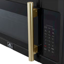 Forno Fornace 30-Inch Over-the-Range Convection Microwave in Black with Antique Brass Handle – 1.5 cu.ft, 300 CFM Vent, Touch Control, LED Light (FOTR3038-30BLK)