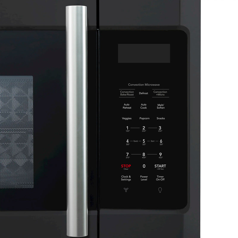 Forno Fornace 30-Inch Over-the-Range Convection Microwave in Black with Stainless Steel Handle – 1.5 cu.ft, 300 CFM Vent, Touch Control, LED Light (FOTR3038-30BLK)