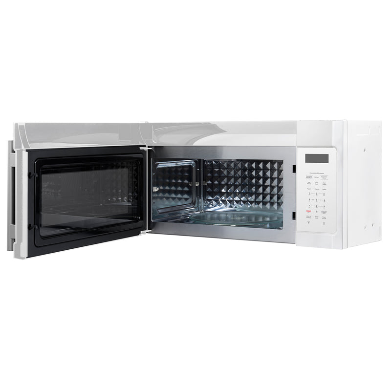 Forno Fornace 30-Inch Over-the-Range Convection Microwave in White with Stainless Steel Handle – 1.5 cu.ft, 300 CFM Vent, Touch Control, LED Light (FOTR3038-30WHT)