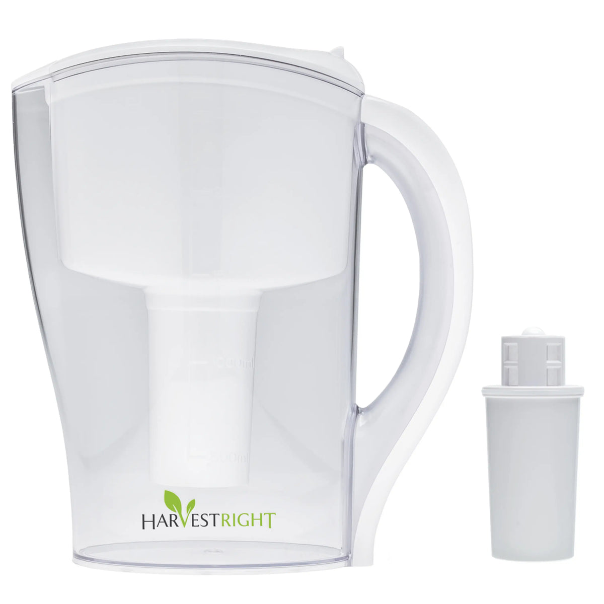 Transparent oil filter container with handle and lid, plus small replacement cartridge