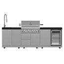 Forno Bulnes Outdoor Kitchen 30-Inch BBQ 60,000 BTU, with Sear, Rotisserie Infrared Burners, 1.8 Cu.Ft. Beverage Center, & Black Countertops (FODKT2506BLK)