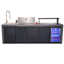 Forno Rimini Outdoor Kitchen 30-Inch BBQ 62,600 BTU, 3 Burners with Sear & Rotisserie, 2.4 cu.ft. Beverage Center, Stainless Steel Sink, Black Cabinets & Gray Sintered Stone Countertop (FODKT2544BLK)
