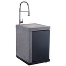 Forno Rimini Outdoor Kitchen 30-Inch BBQ 62,600 BTU, 3 Burners with Sear & Rotisserie, 2.4 cu.ft. Beverage Center, Stainless Steel Sink, Black Cabinets & Gray Sintered Stone Countertop (FODKT2544BLK)