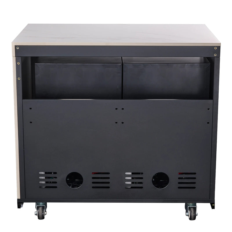 Forno Rimini Outdoor Kitchen 30-Inch BBQ 62,000 BTU, 4.8 cu.ft. Beverage Center, Stainless Steel Sink, White Countertops (FODKT2575WHT)