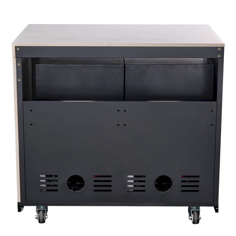 Forno Rimini Outdoor Kitchen 30-Inch BBQ 62,000 BTU, 4.8 cu.ft. Beverage Center, Stainless Steel Sink, White Countertops (FODKT2575WHT)