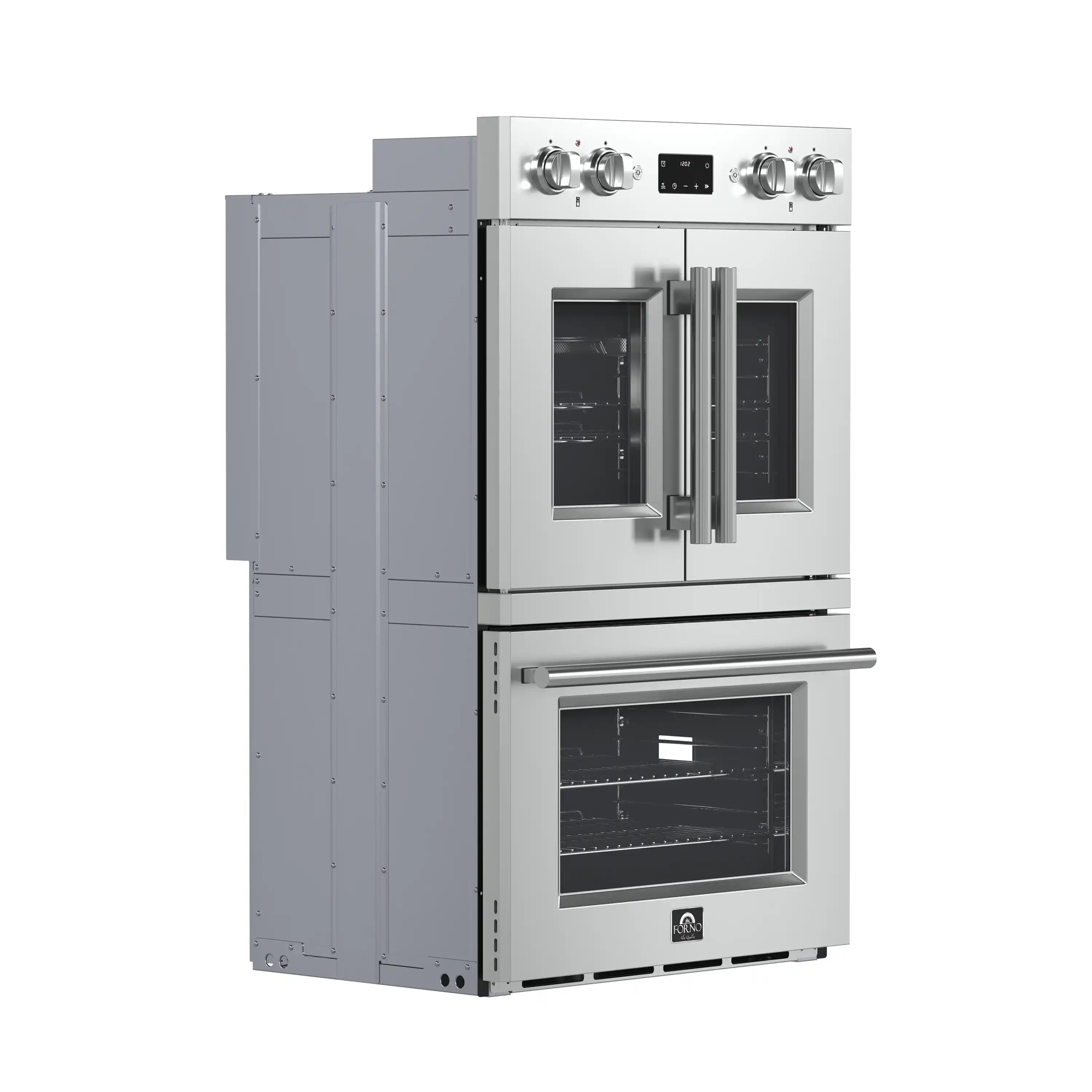 Forno Asti 30-inch electric French door double oven, stainless front with twin glass doors
