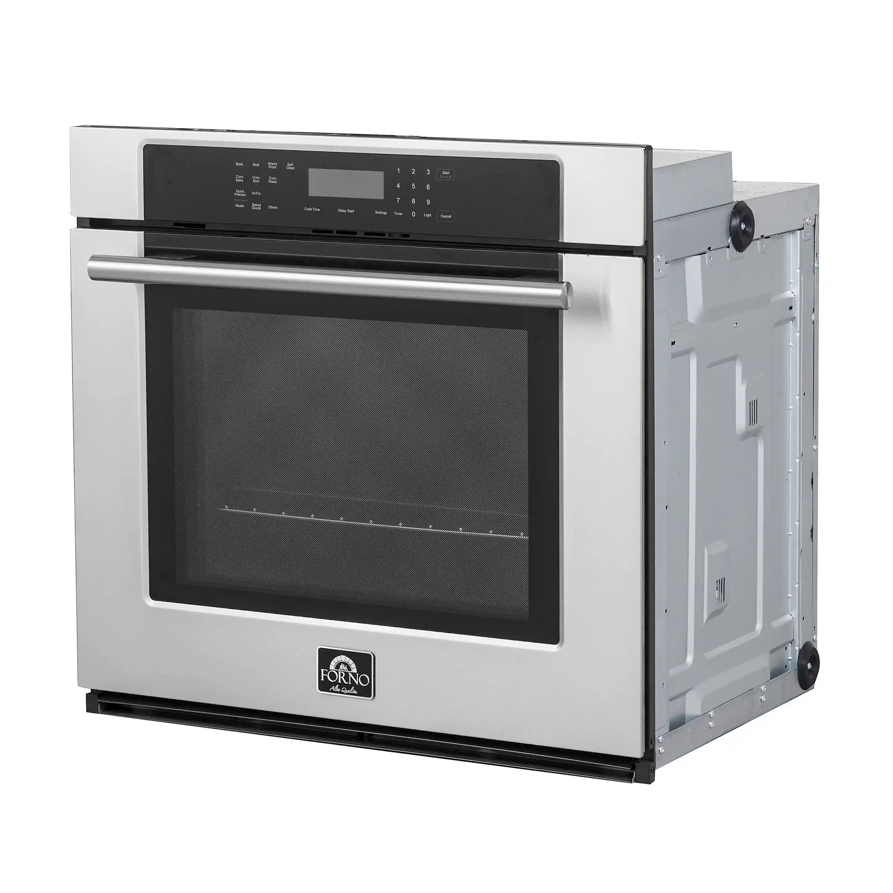 Stainless steel 30-inch wall convection oven with dark glass door and top control panel