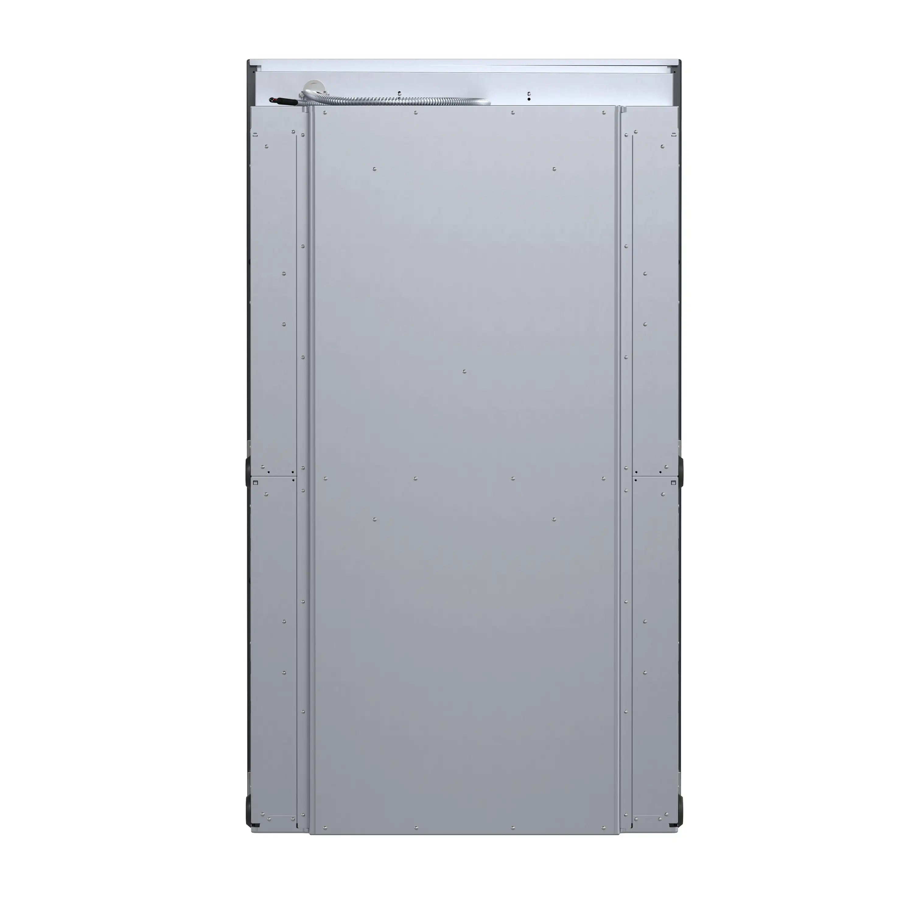 Metal rear access panel for a double wall oven, gray enclosure
