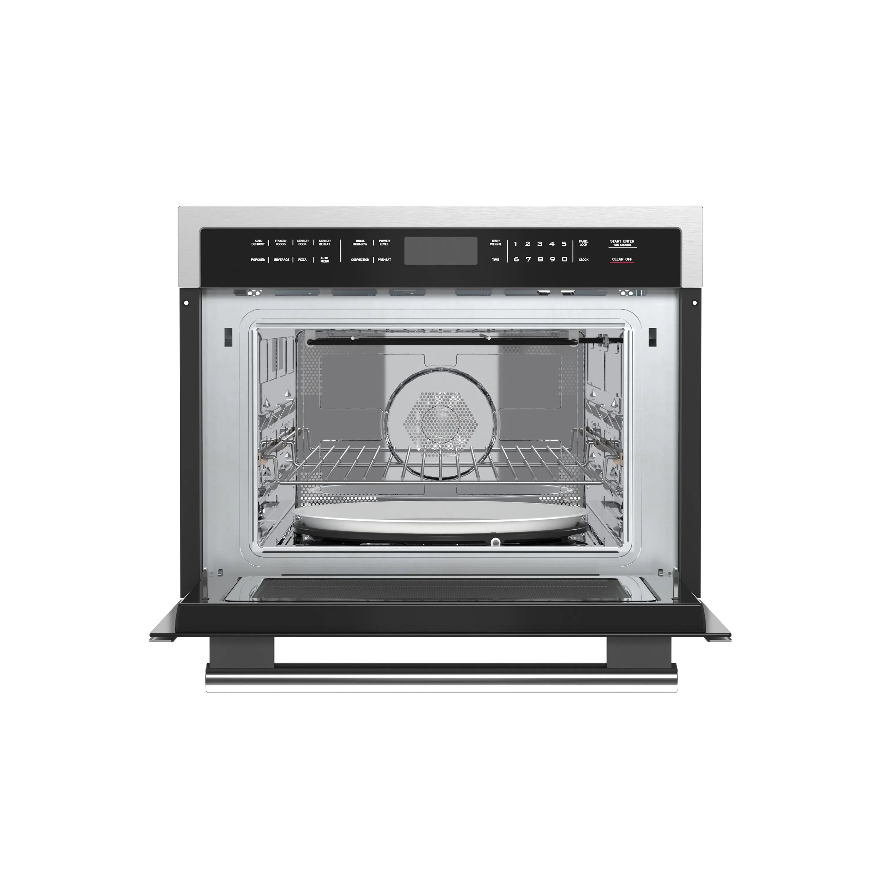 Stainless dishwasher interior with upper rack and spray arm