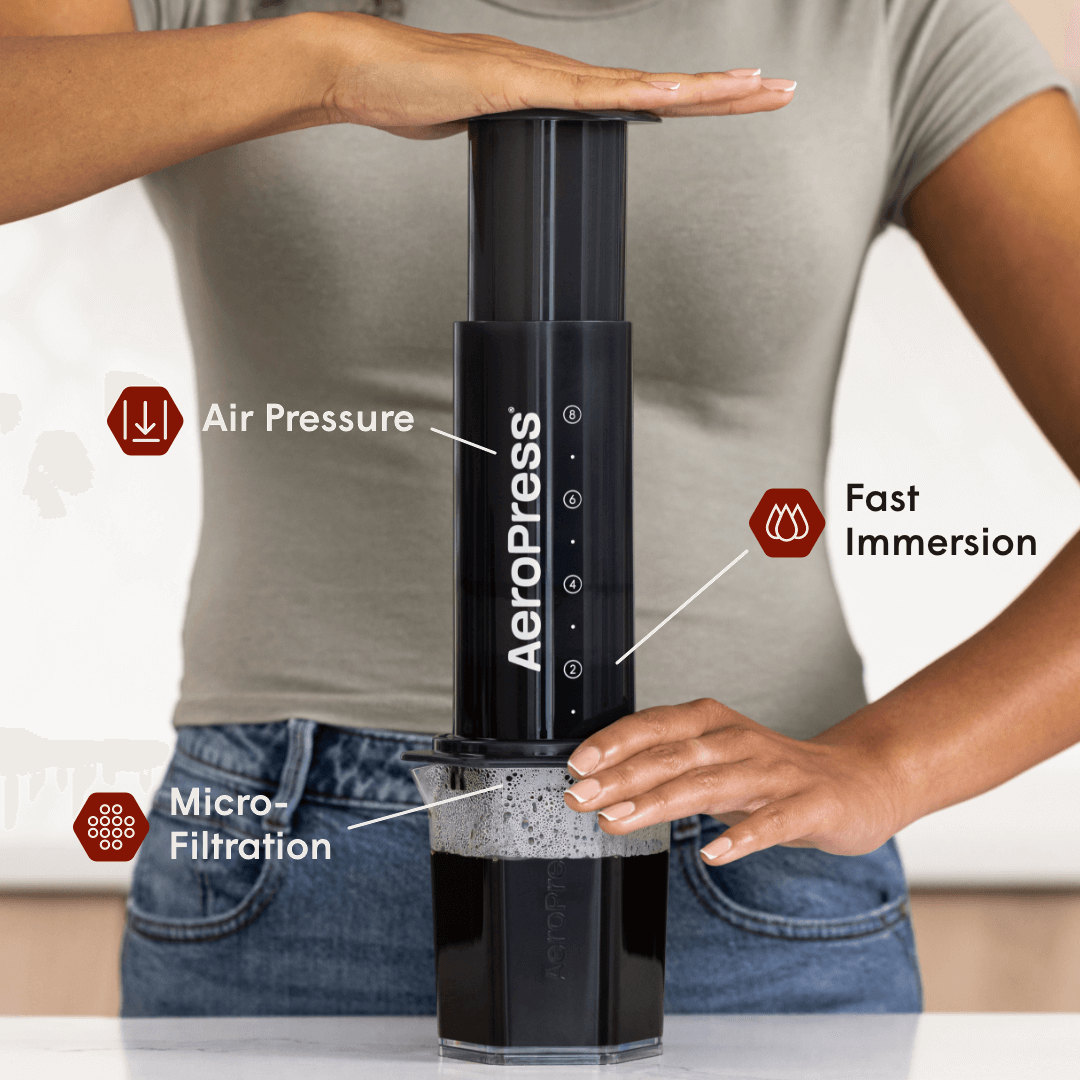 AeroPress Original XL Coffee Maker & XL Paper Micro-Filters Bundle, 3-in-1 Brewing (XLFP1)