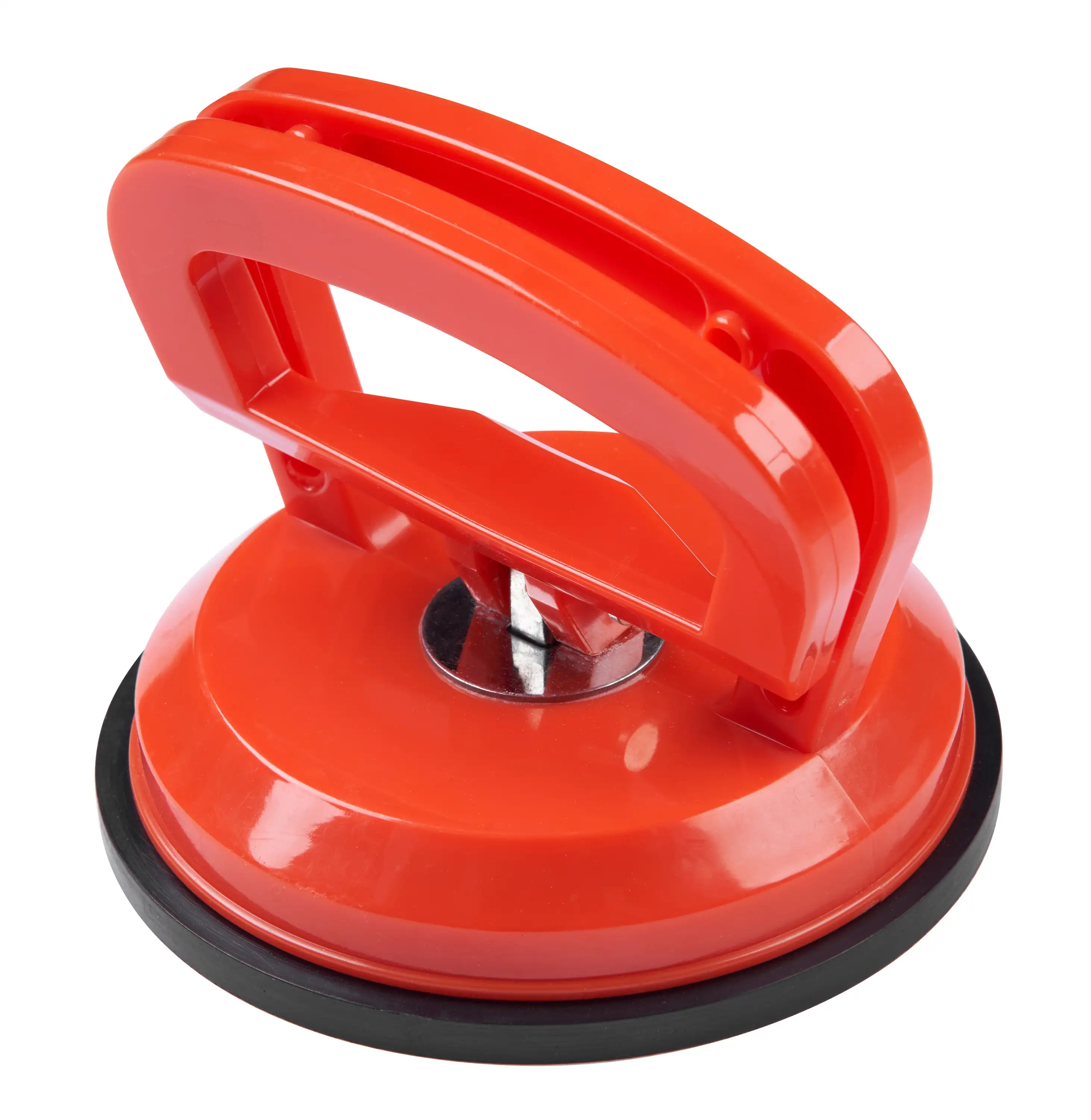Red circular control knob with central indicator on black base