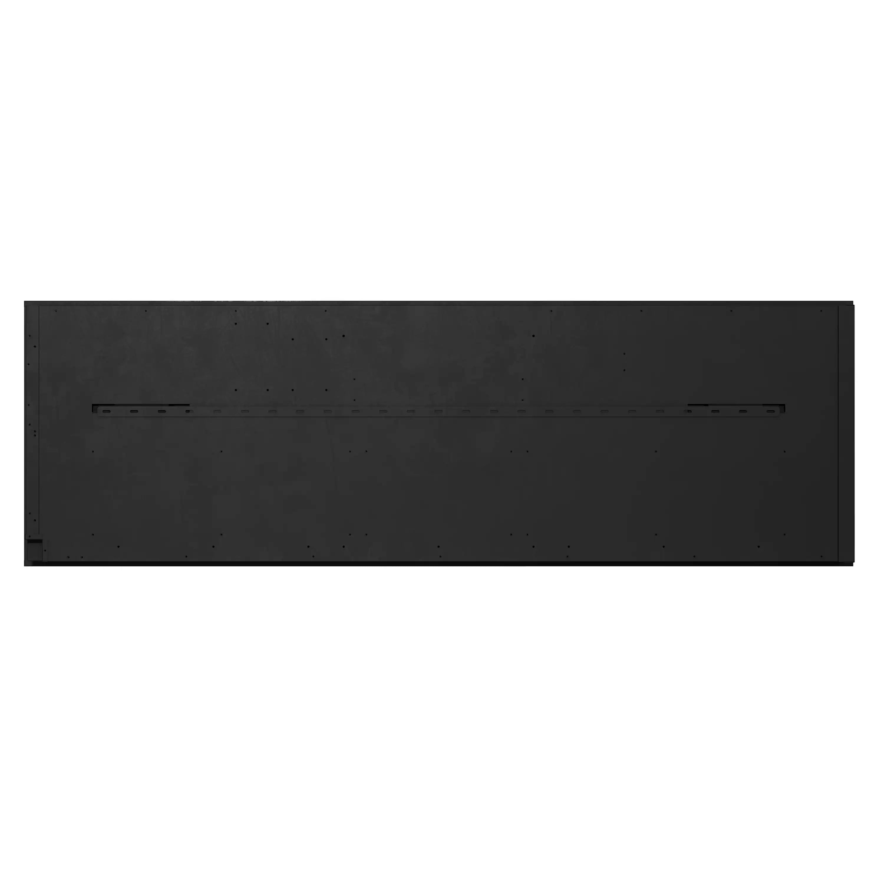 Slim linear built-in electric fireplace insert, black rectangular front panel