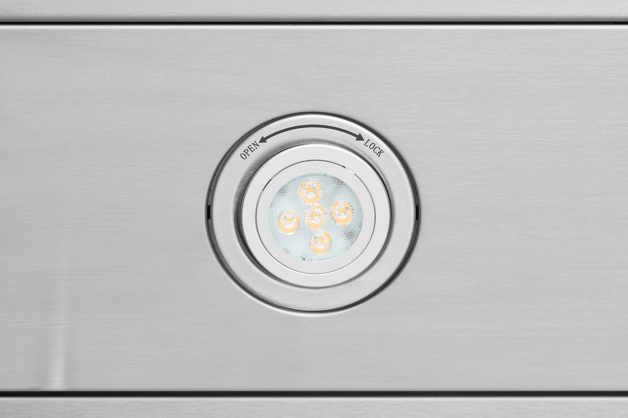 Stainless steel range hood circular touch control dial with icons around