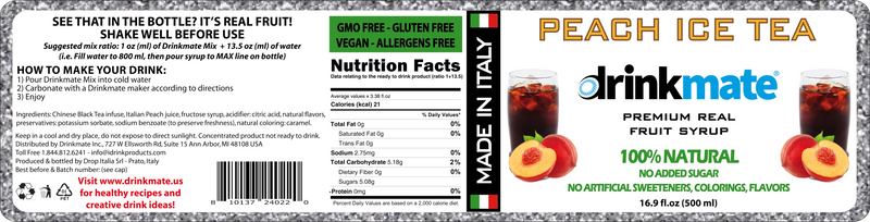 Drinkmate Peach Tea Premium Italian Syrup (MIX-DP-21)