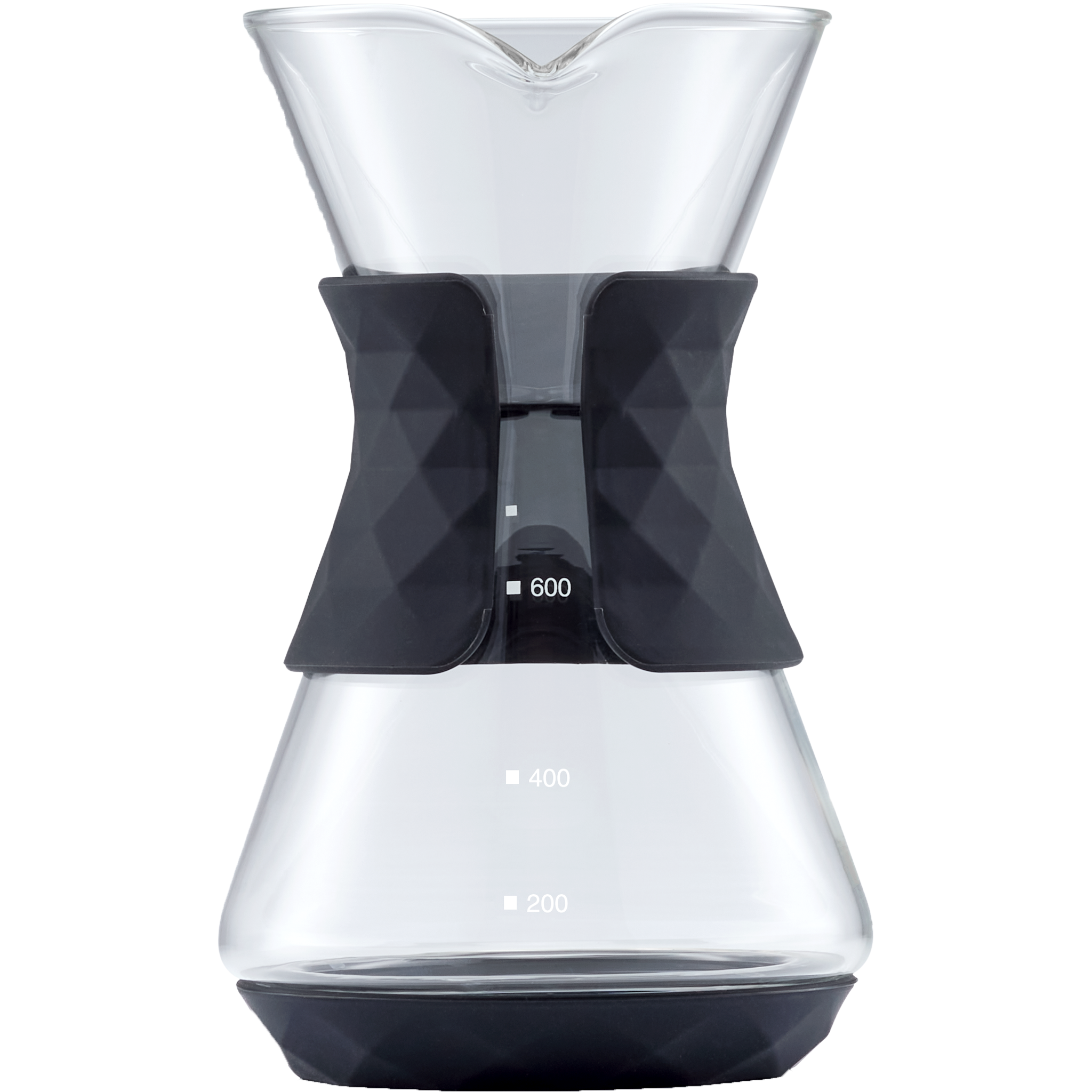 SAKI pour-over coffee dripper with clear carafe and 200–600 ml volume markings
