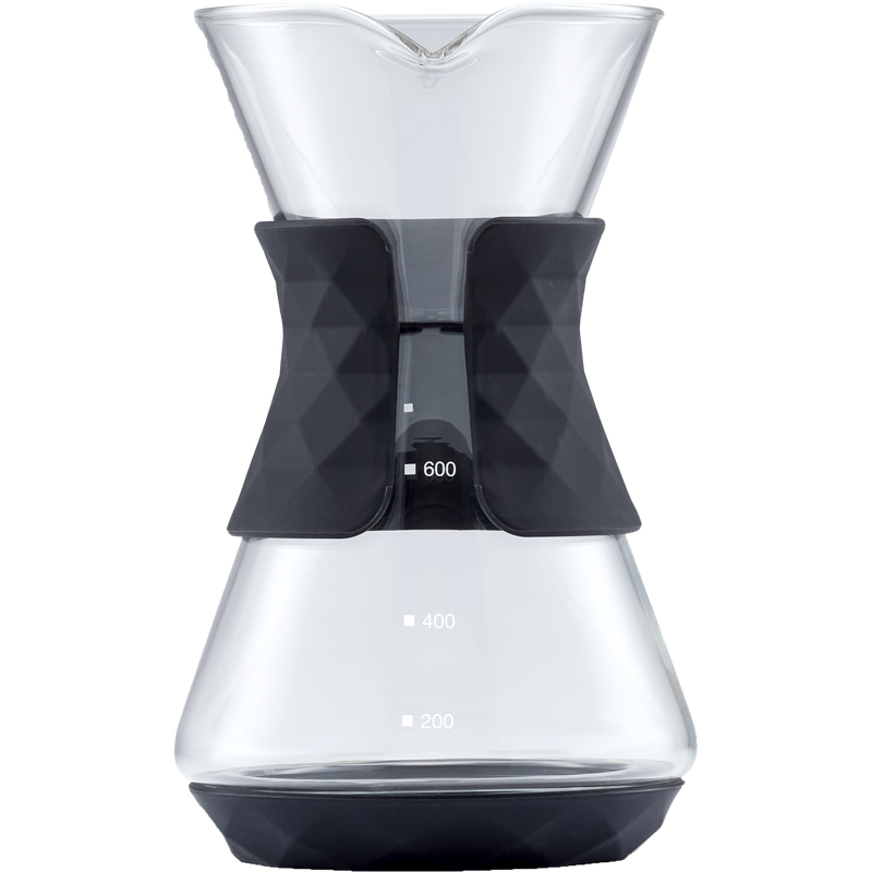 SAKI Pour Over Coffee Maker with Double Layer Stainless Steel Filter, Silicone Lid, Coffee Dripper Brewer, Heat Resistant Borosilicate Pour Over Carafe, 24 Ounce