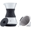 SAKI Pour Over Coffee Maker with Double Layer Stainless Steel Filter, Silicone Lid, Coffee Dripper Brewer, Heat Resistant Borosilicate Pour Over Carafe, 24 Ounce