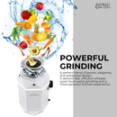 Forno Acqua BrightDiamond Moonstone 3/4HP Super Quiet Garbage Disposal Corded with Motion Sensor Cabinet Light & Pre-Wired Air Switch (WDD075TA2MS)