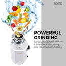 Forno Acqua BrightDiamond Moonstone 1HP Super Quiet Garbage Disposal Corded with Motion Sensor Cabinet Light & Pre-Wired Air Switch (WDD100TA2MS)